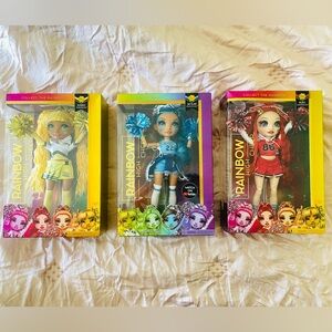 Set of 3 Rainbow High Cheer Dolls : Skylar Bradshaw, Sunny Madison, Ruby Anders